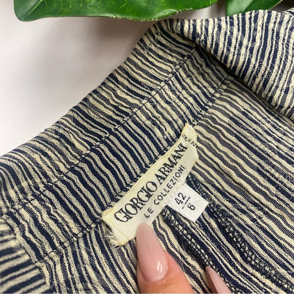 Giorgio Armani Le Collezioni Vintage Striped Blue Floral Embossed Jacket Blazer - Picture 4 of 10